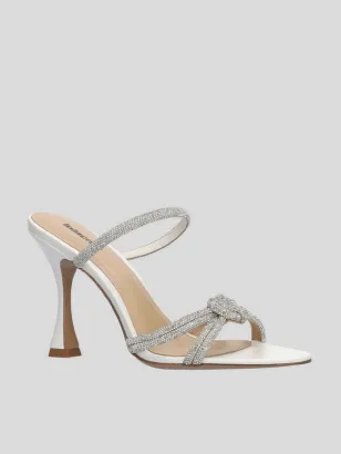 Lola Cruz Bella White Leather Heeled Sandals