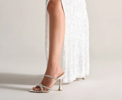 Lola Cruz Bella White Leather Heeled Sandals
