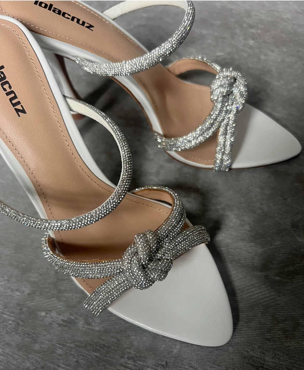 Lola Cruz Bella White Leather Heeled Sandals