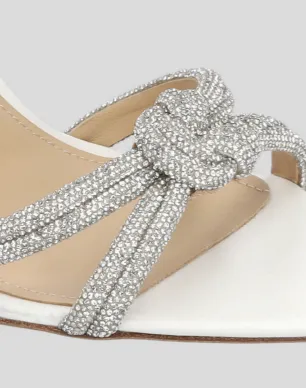 Lola Cruz Bella White Leather Heeled Sandals