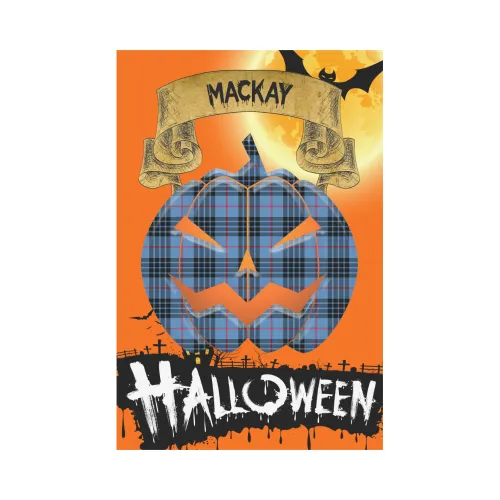 MacKay Blue Tartan Jack O' Lantern Garden Flag / Halloween Home Decor NN6