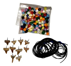 Make-Your-Own Fossil Shark Tooth Necklace Kits - Set of 10