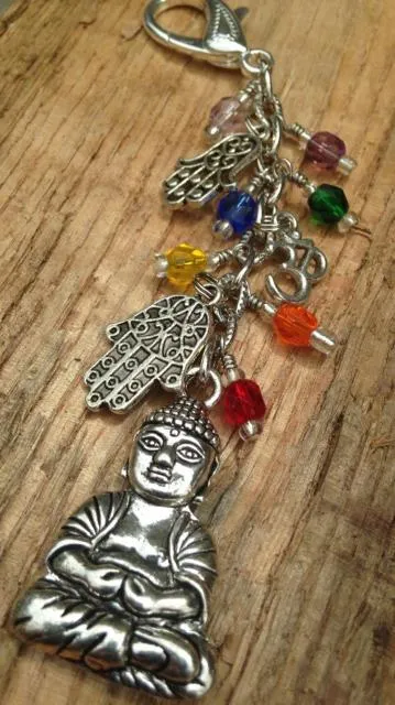 Meditating Buddha Keychain Personalized Charm Backpack Accessory