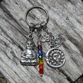 Meditating Buddha Keychain Personalized Charm Backpack Accessory