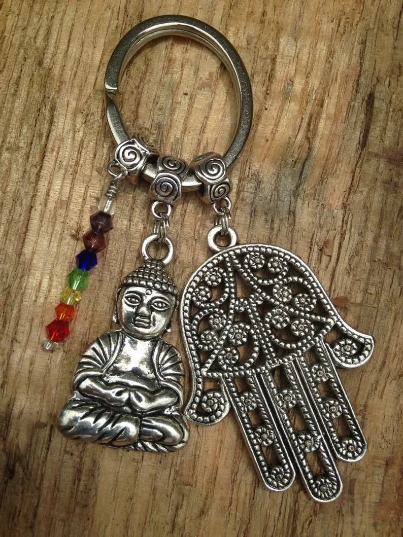 Meditating Buddha Keychain Personalized Charm Backpack Accessory
