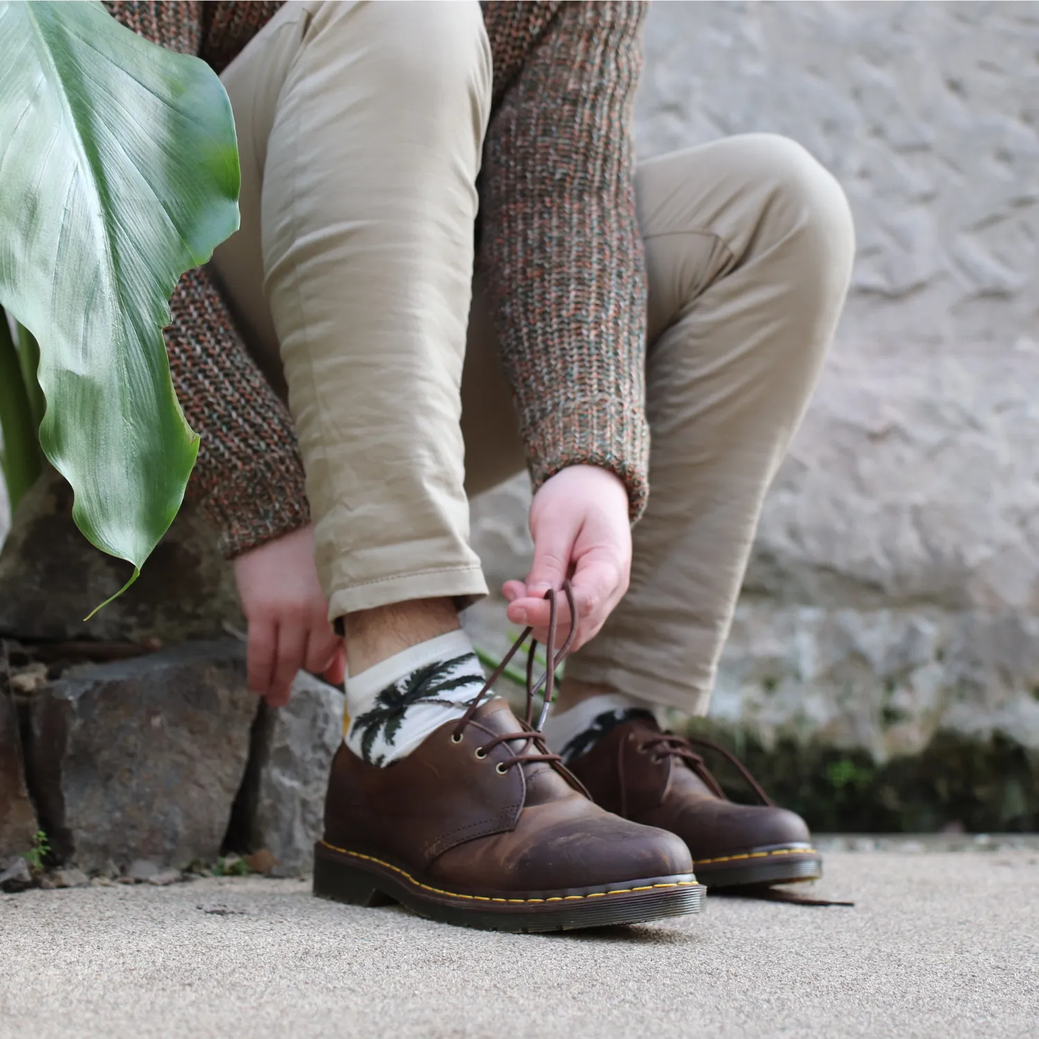 Men's Palm Tree Cotton Trainer Socks