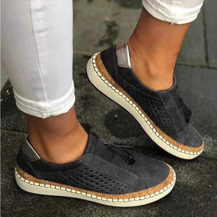 Neue Damen Herbst-Sneakers mit niedrigem Absatz, runder Zehenkappe und atmungsaktivem Design