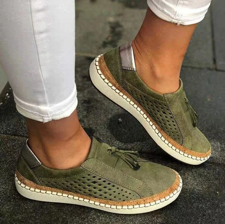 Neue Damen Herbst-Sneakers mit niedrigem Absatz, runder Zehenkappe und atmungsaktivem Design