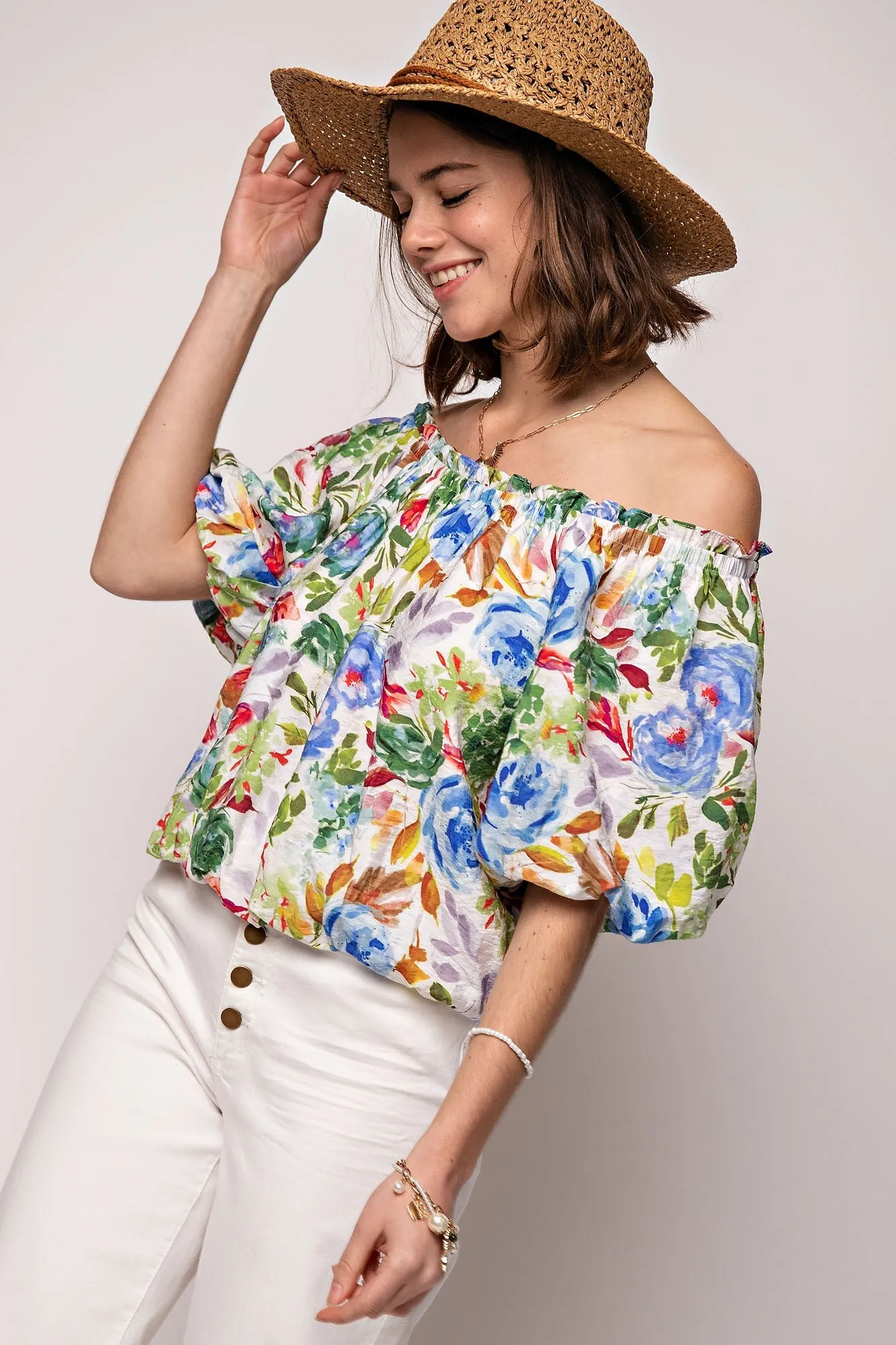 Off shoulder Puff Sleeve Blouse
