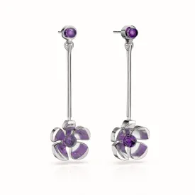 Orchid Garden Drop Earrings - Sterling Silver - Amethyst