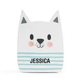 PERSONALIZED WOODEN PIGGY BANK FOR KIDS - WHITE CAT