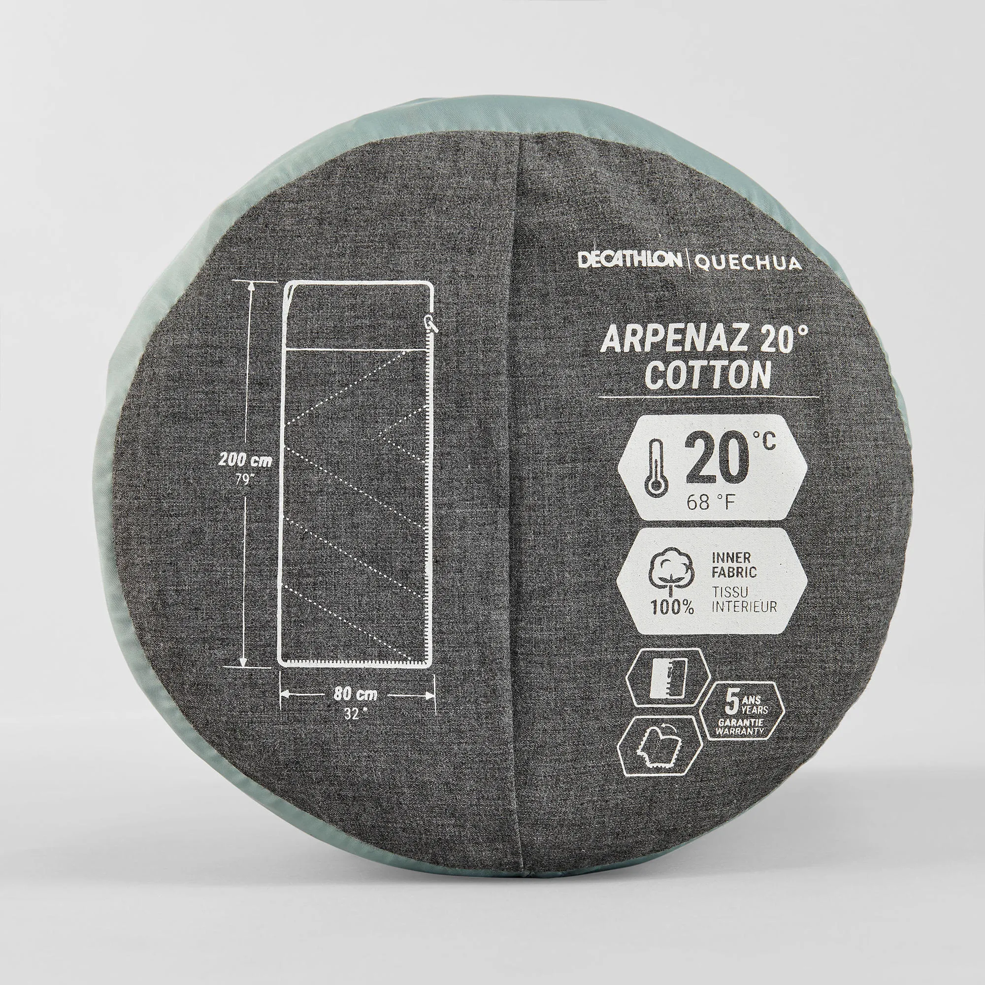 Quechua COTTON US CAMPING SLEEPING BAG - ARPENAZ 20° COTTON