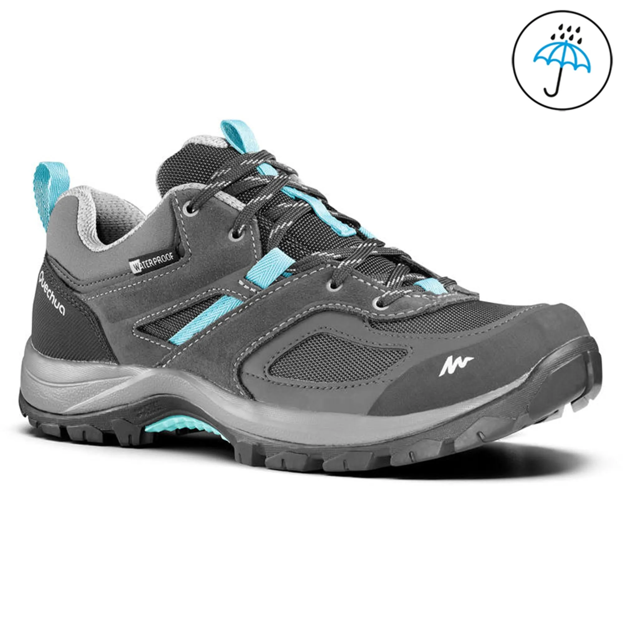 Quechua Women's Waterproof Mountain Walking Shoes - MH100 - Grey Blue