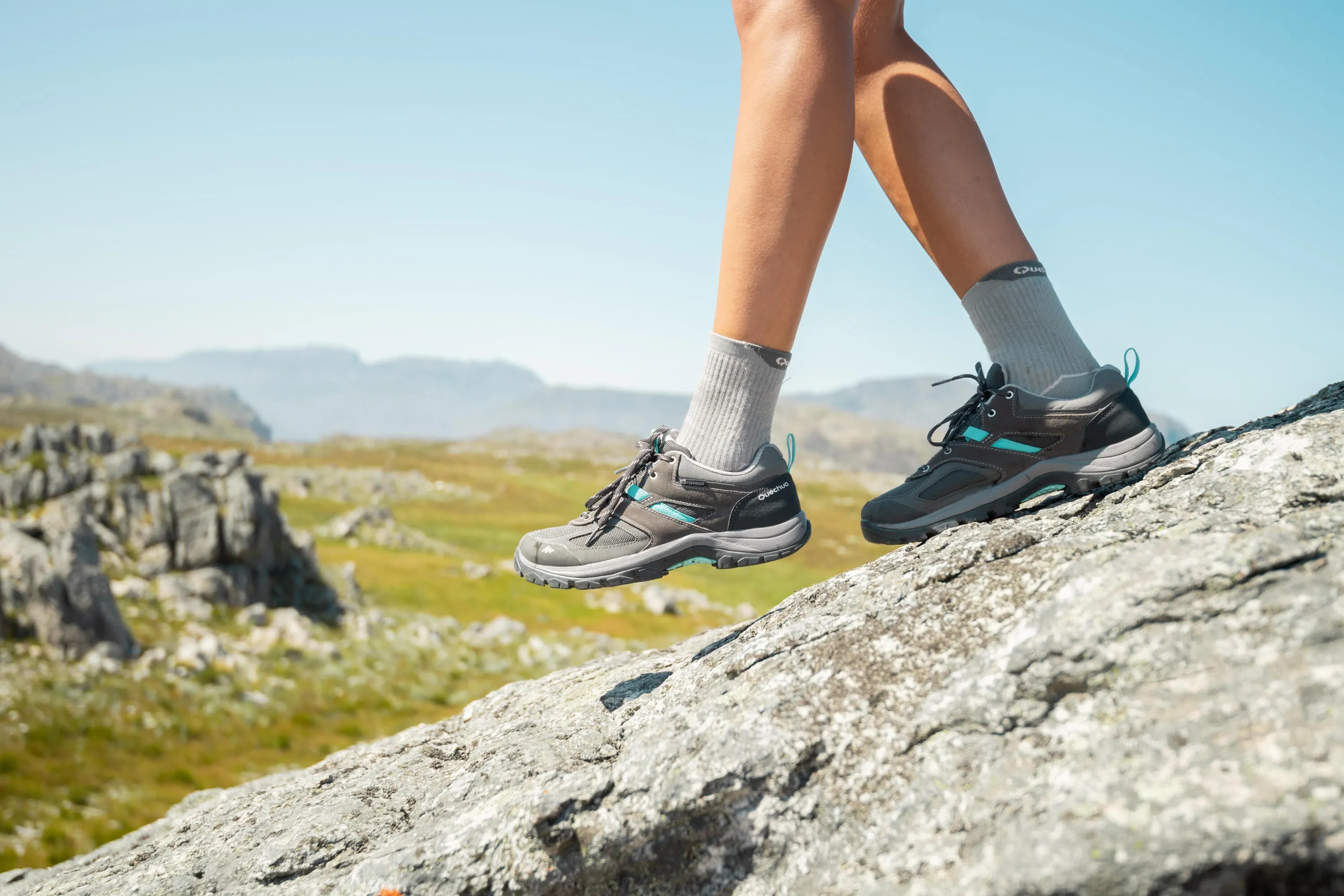 Quechua Women's Waterproof Mountain Walking Shoes - MH100 - Grey Blue