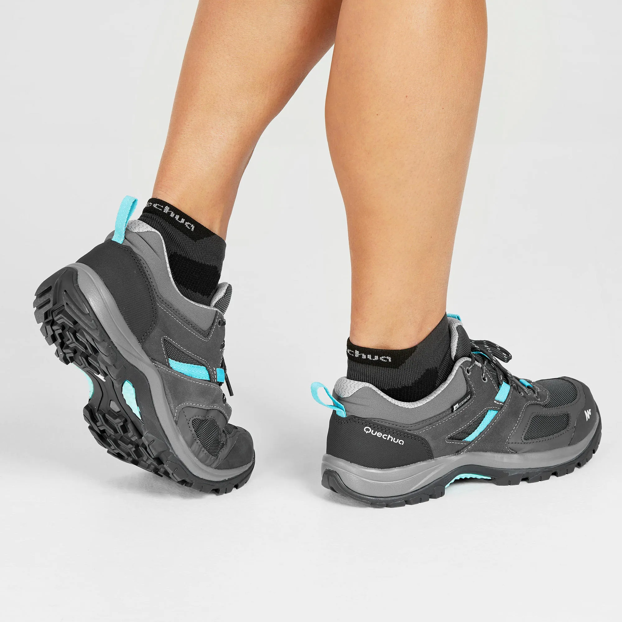 Quechua Women's Waterproof Mountain Walking Shoes - MH100 - Grey Blue