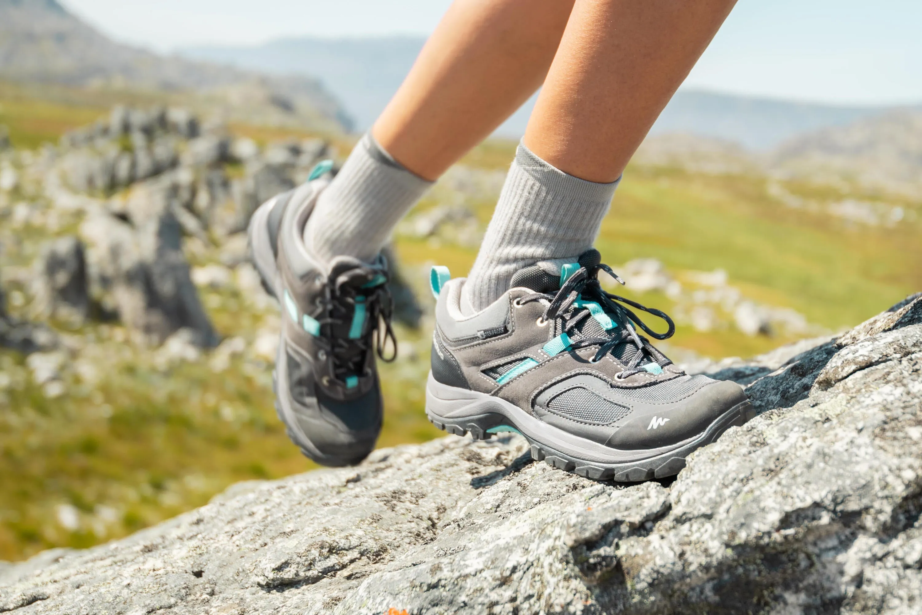 Quechua Women's Waterproof Mountain Walking Shoes - MH100 - Grey Blue