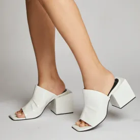 Square Block Heels (White)
