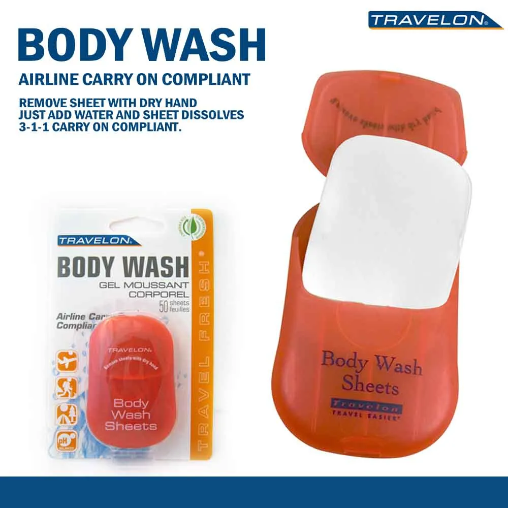 Travelon Body Wash Hand Bath Travel Slice Sheets Box Paper Soap 50 CT TSA Ok New