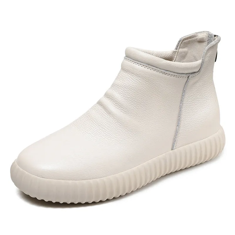 Women Minimalism Leather Flat Ankle Boots