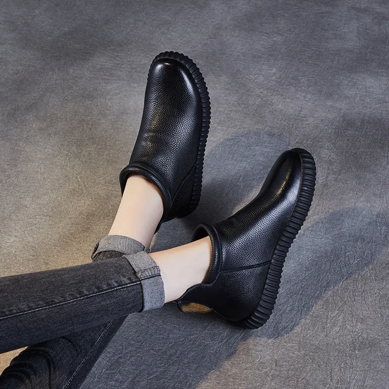 Women Minimalism Leather Flat Ankle Boots