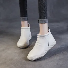 Women Minimalism Leather Flat Ankle Boots